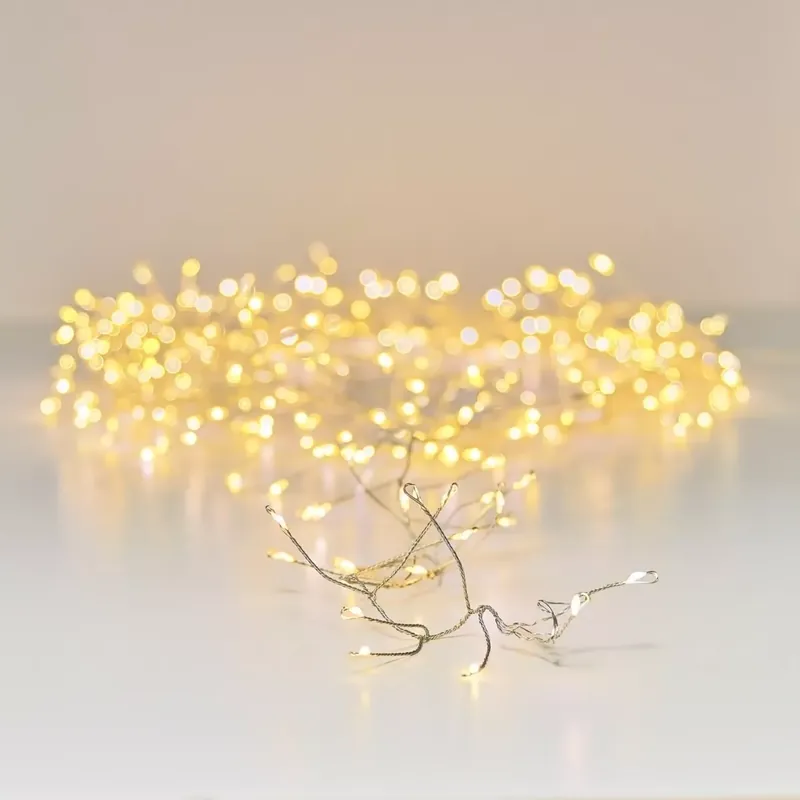 Ghirlanda luminosa 12 m 960 Micro LED cavo argento Luxe Bianco caldo