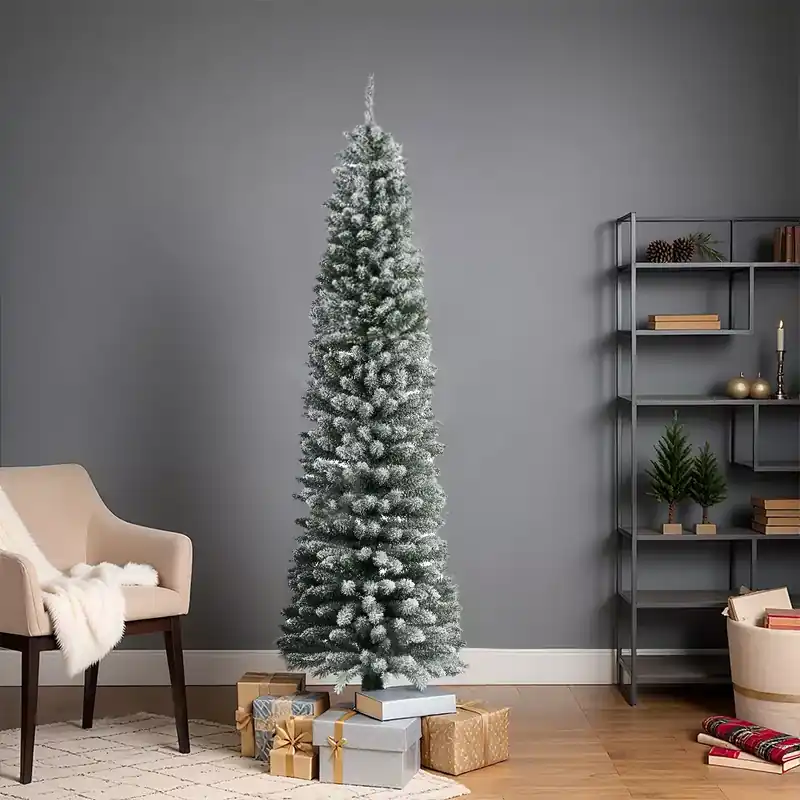 Albero di Natale artificiale Narrow Alt. 150 cm Verde innevato