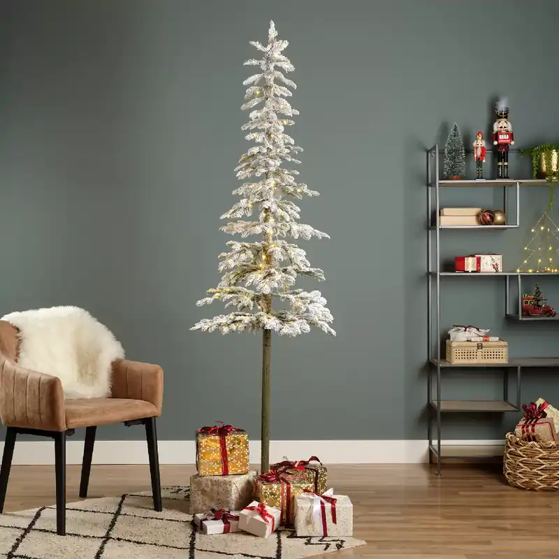Albero di Natale artificiale luminoso 250 LED H240 cm Sierra Verde innevato