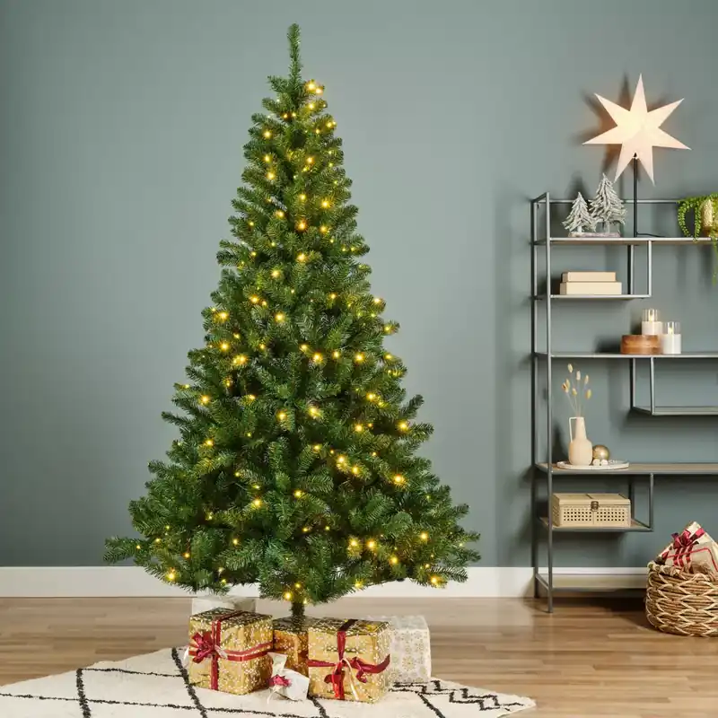 Albero di Natale artificiale luminoso 260 LED H180 cm King Verde abete