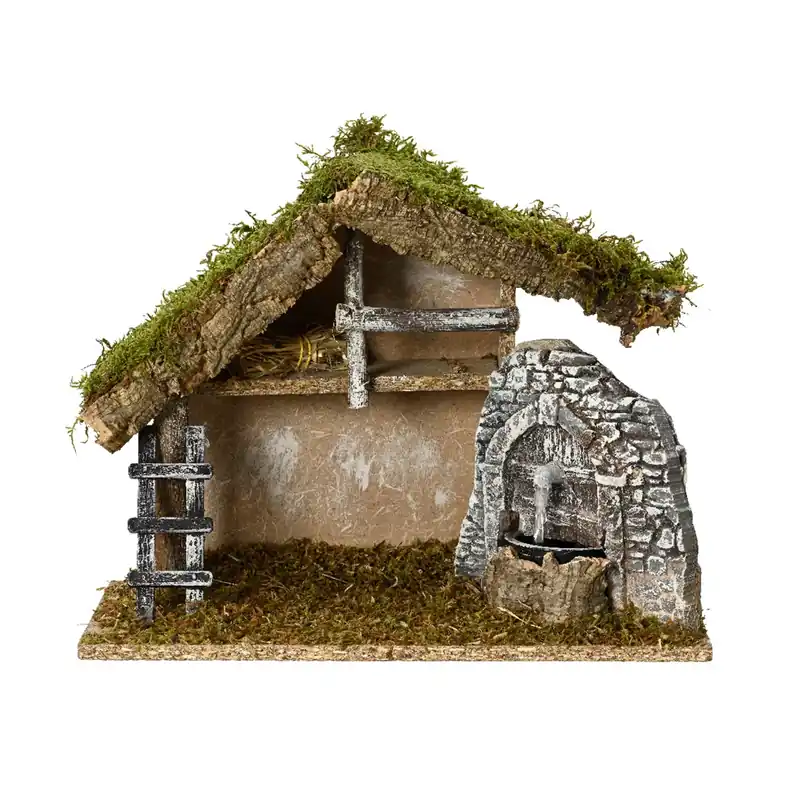 Presepe di Natale vuoto con fontana (H24 cm) Santa Albana