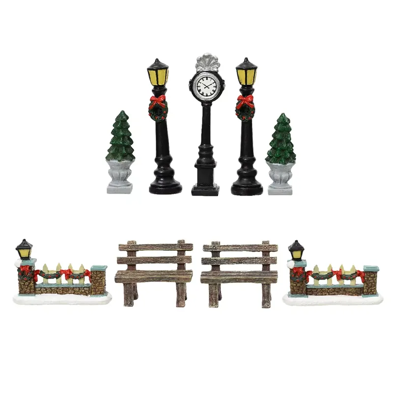 Set di 9 accessori (H12 cm) Arredo urbano per villaggio