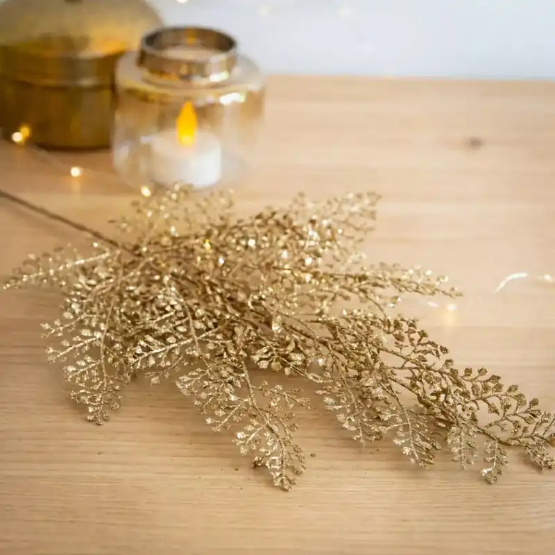 Ramo di foglie (H68 cm) Pioppo glitter Oro