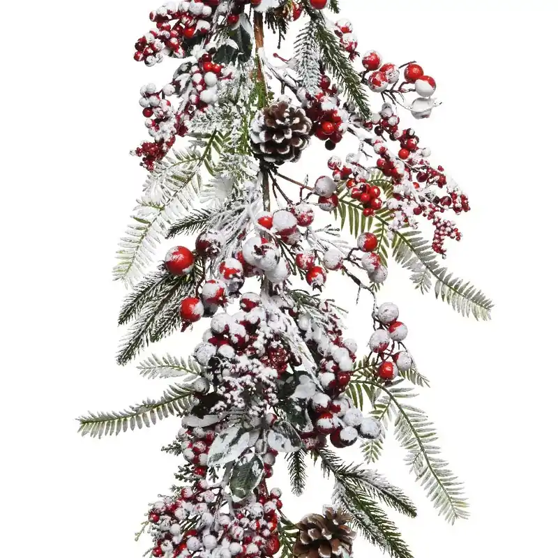 Ghirlanda decorata Bacche brinate Rosso