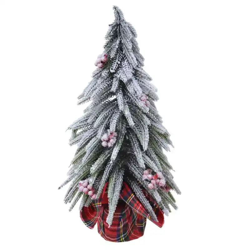 Albero artificiale da tavolo Bacche Alt. 27 cm Verde innevato