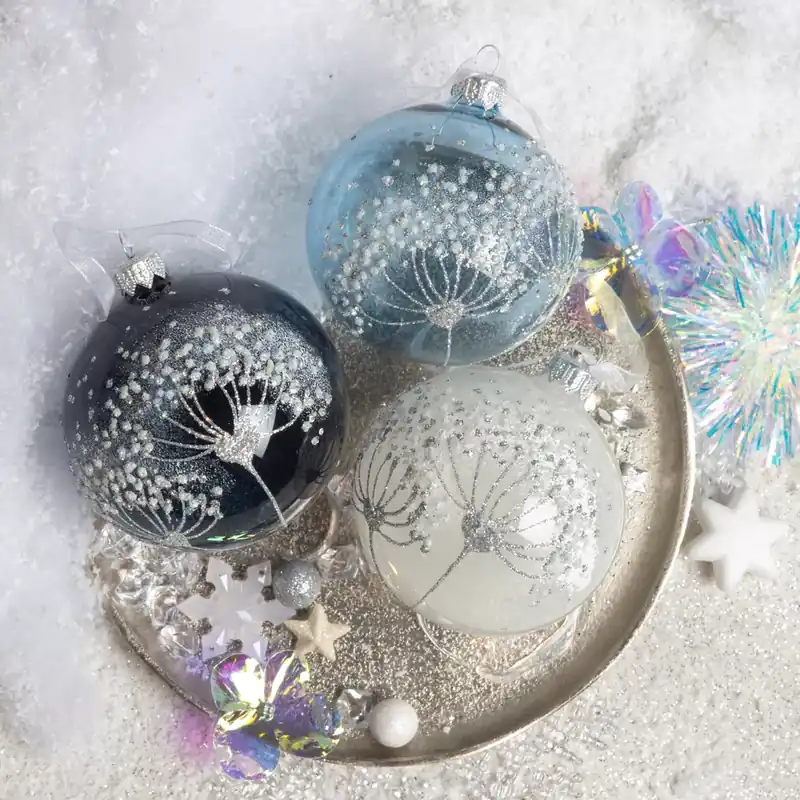 Set di 6 palline di Natale in vetro (D80 mm) Blu del Caucaso