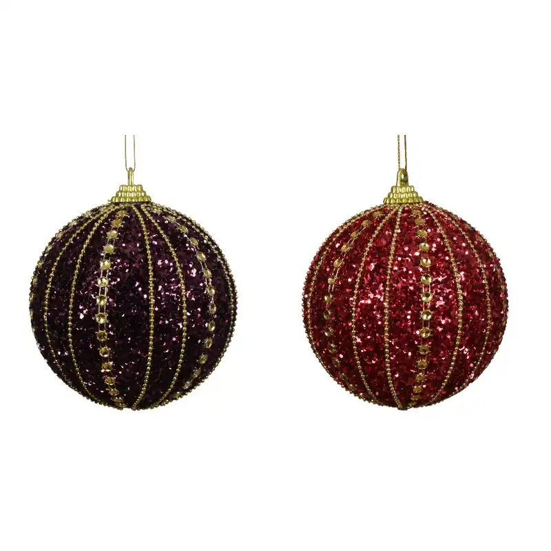 Set di 12 palline di Natale (D80 mm) Queen Bordeaux
