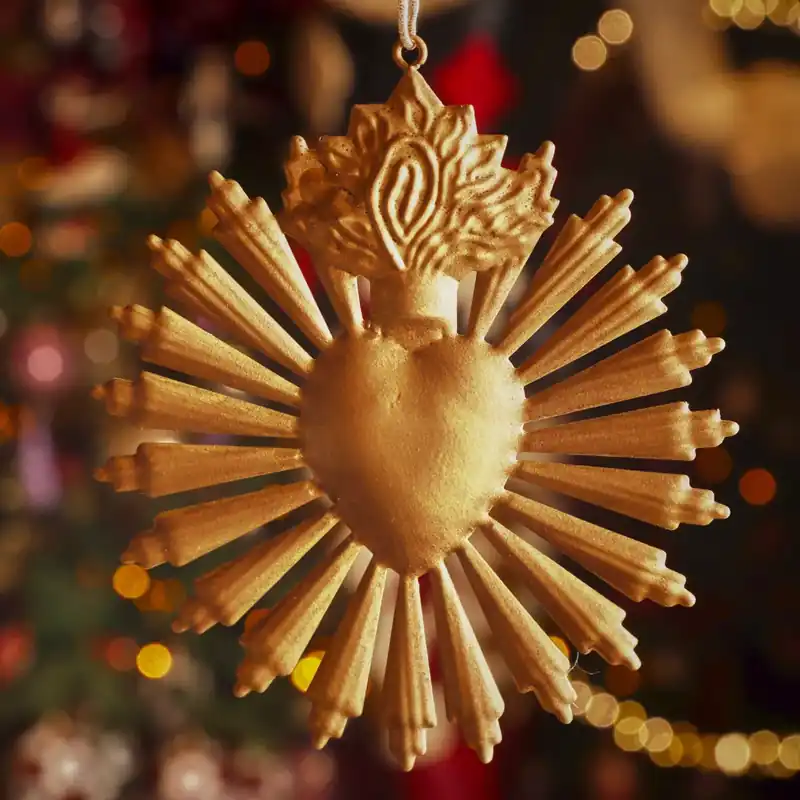 Pendente di Natale in metallo (D14 cm) Exvoto di Natale Oro antico