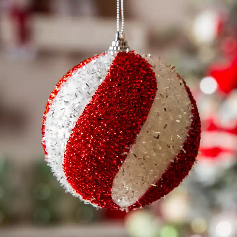 Set di 12 palline di Natale (D80 mm) Spiralis Rosso