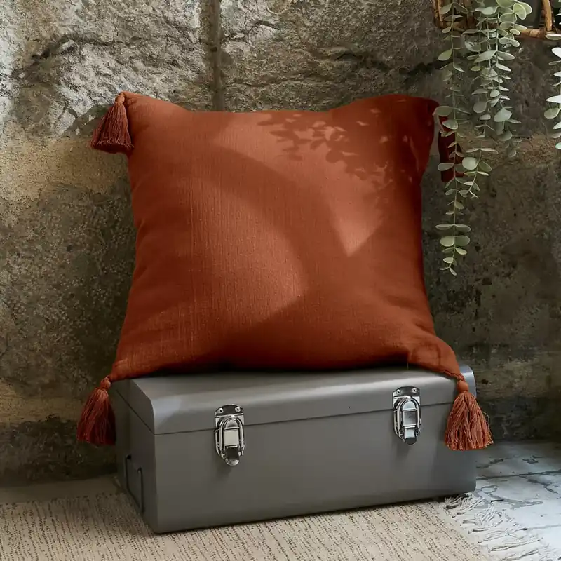 Cuscino quadrato garza di cotone (40 cm) Gaïa Terracotta
