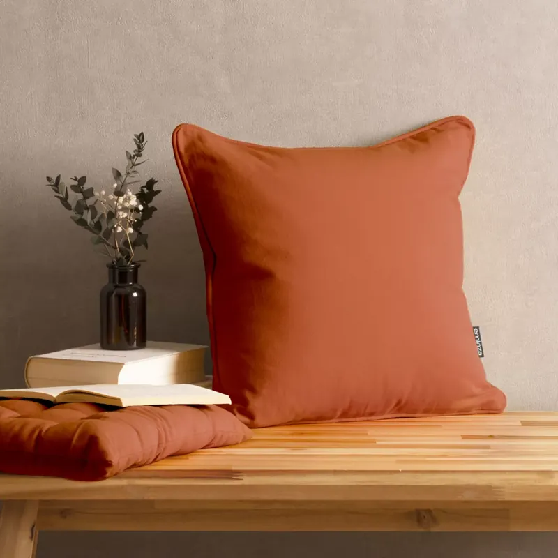 Cuscino quadrato in cotone (40 x 40 cm) Pixel Terracotta