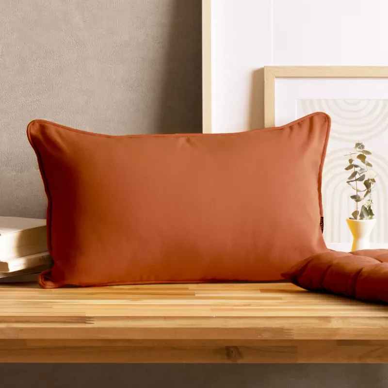 Cuscino rettangolare in cotone (30 x 50 cm) Pixel Terracotta