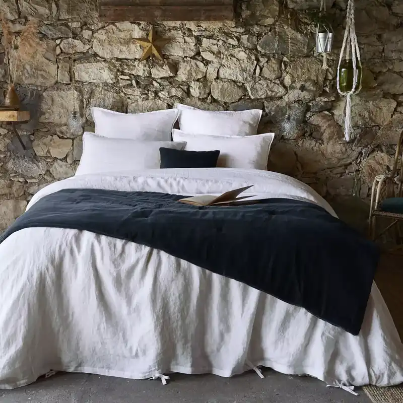 Runner letto iin velluto di cotone (90 x 200 cm) Victor Blu notte