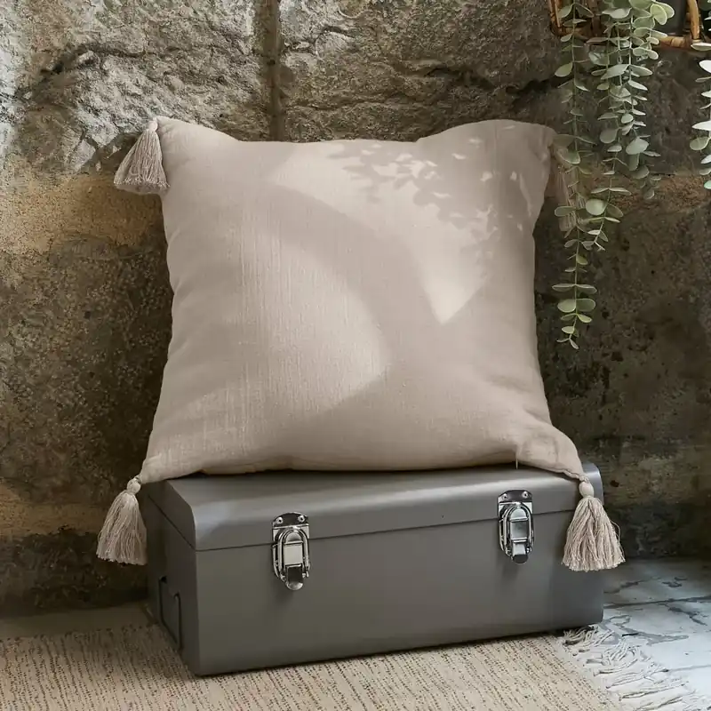 Cuscino quadrato garza di cotone (40 cm) Gaïa Beige pampa