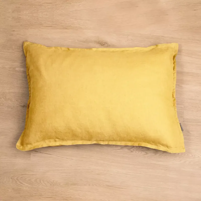 Federa rettangolare lino lavato (70 cm) Louise Giallo senape