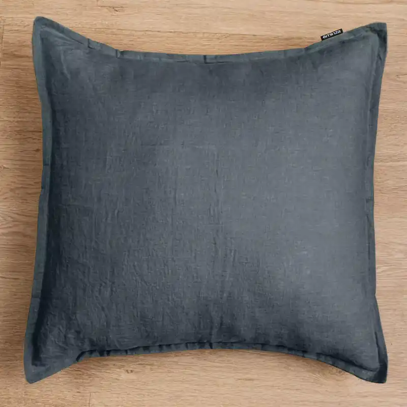 Federa quadrata lino lavato (80 cm) Louise Grigio ardesia