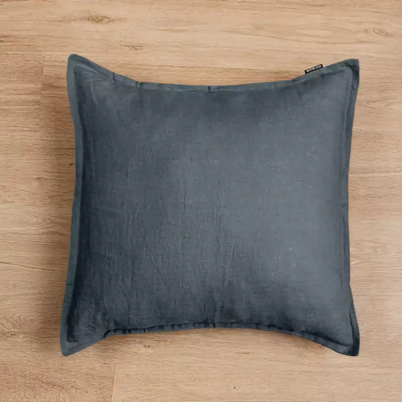 Federa quadrata lino lavato (60 cm) Louise Grigio ardesia