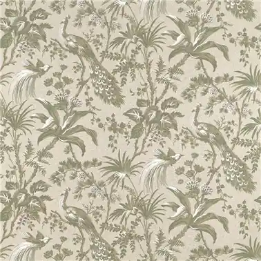 Peacock Toile Green and Natural AF57832