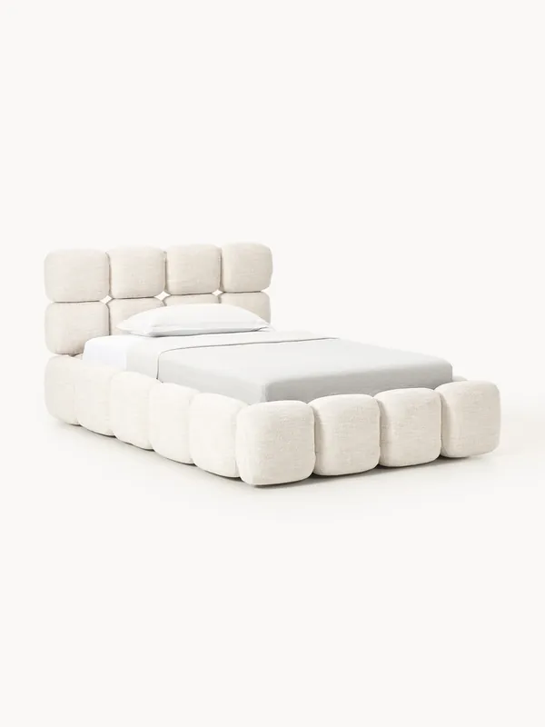 Letto imbottito in teddy bouclé con contenitore Tayla