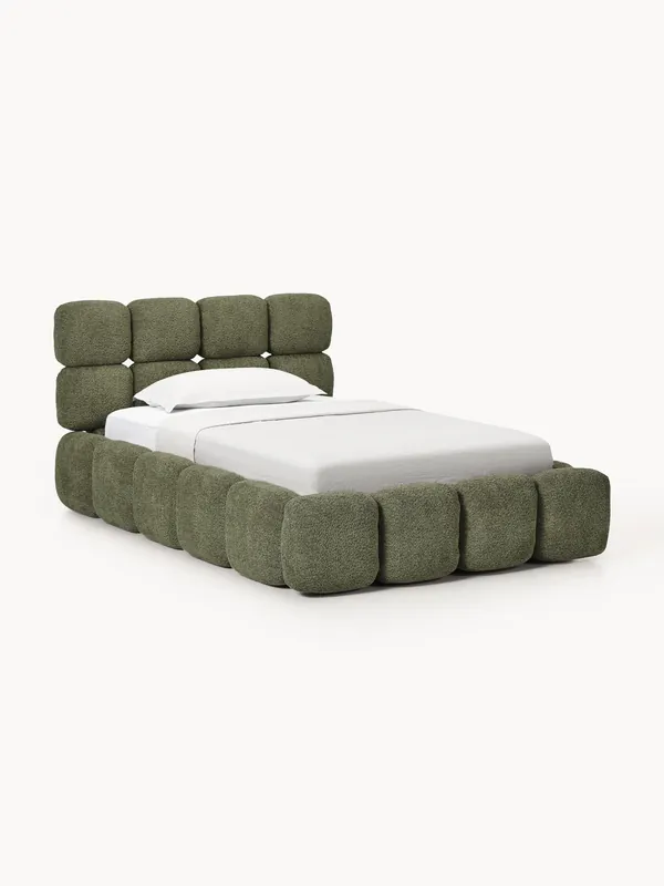Letto singolo imbottito in teddy bouclé Tayla
