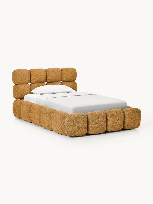 Letto singolo imbottito in teddy bouclé Tayla