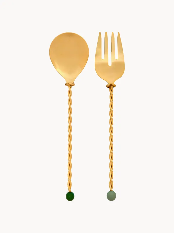 Set di 2 posate da insalata in acciaio inossidabile Torchon