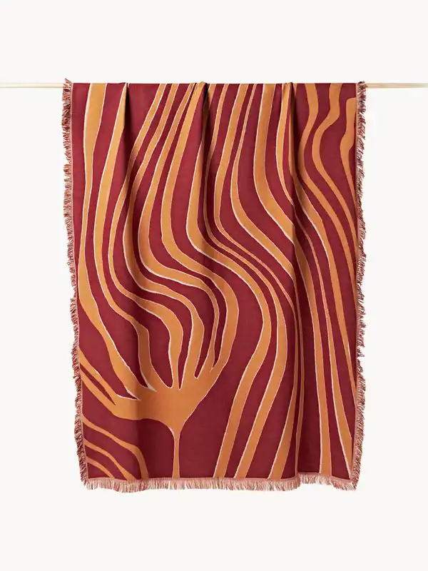 Coperta in cotone reversibile con frange Alia