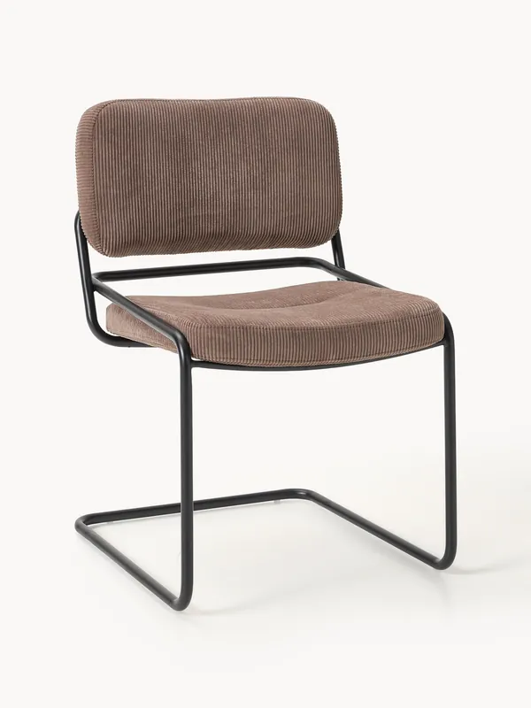 Sedia cantilever in velluto a coste Don