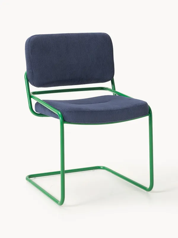 Sedia cantilever in velluto a coste Don