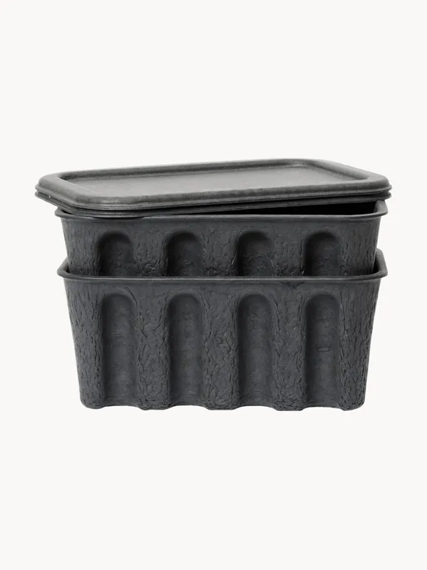 Set di 2 scatole portaoggetti in pasta di cellulosa Pulp, prof. 18 cm