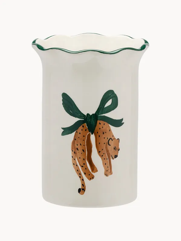 Vaso dipinto a mano Leopard, alt. 21 cm
