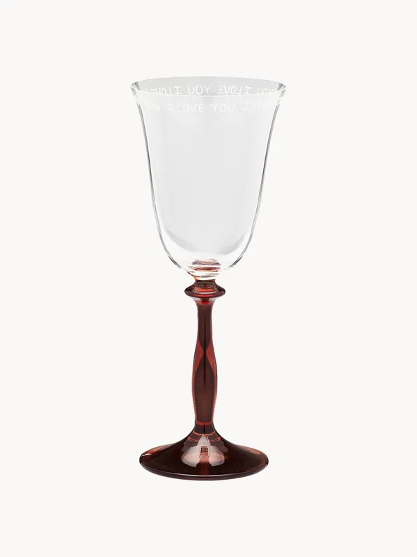 Set di 2 bicchieri da vino in cristallo I Love You