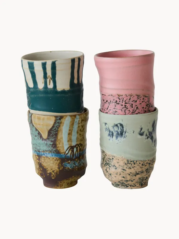 Set di 4 tazze dipinte a mano Artist Ceramics
