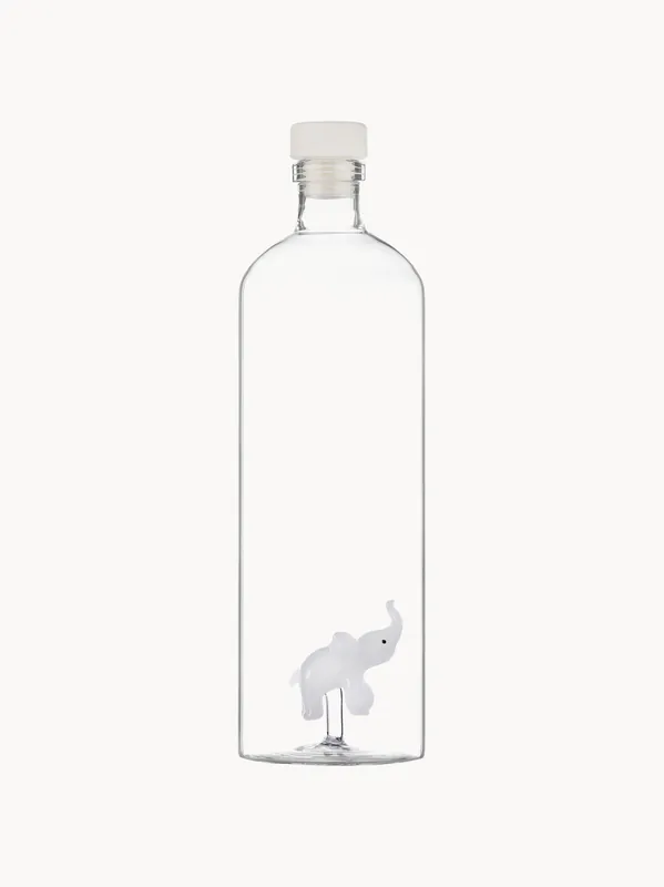 Caraffa in vetro borosilicato fatta a mano White Elephant, 1,1 L