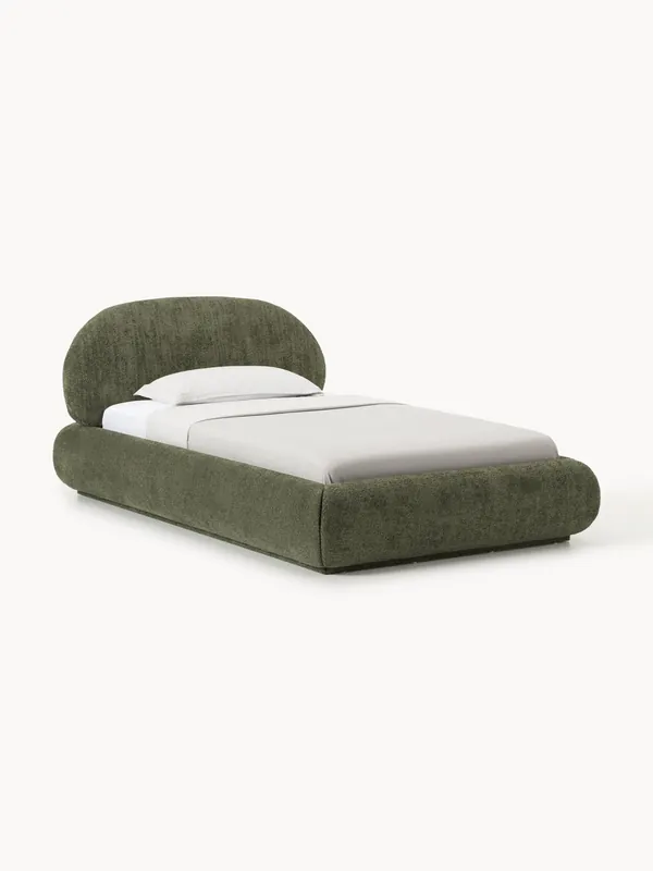 Letto singolo imbottito in teddy bouclé Alba