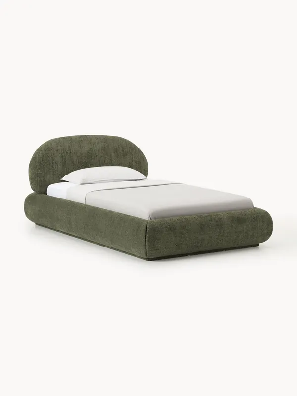 Letto imbottito in teddy bouclé con contenitore Alba