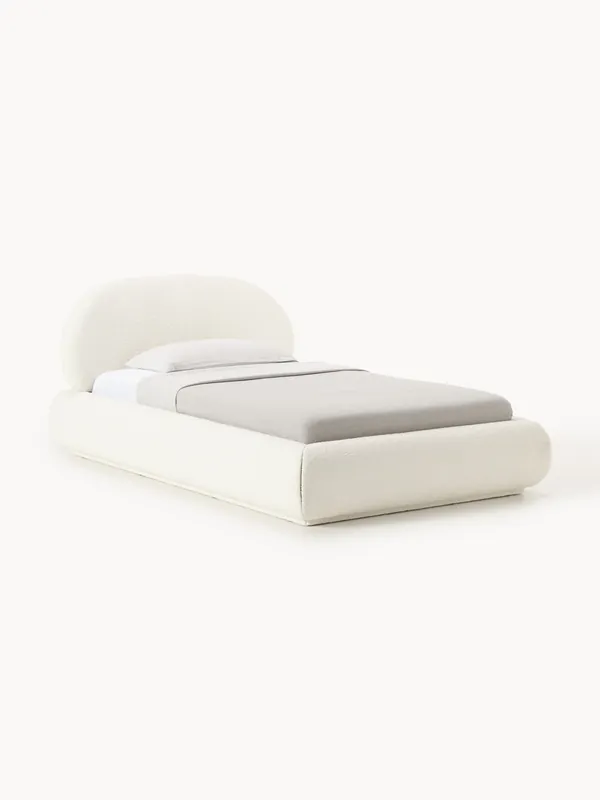 Letto singolo imbottito in bouclé Alba