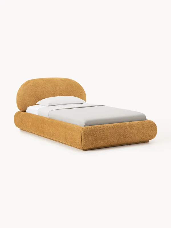 Letto singolo imbottito in teddy bouclé Alba