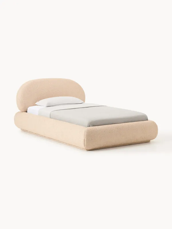 Letto singolo imbottito in bouclé Alba