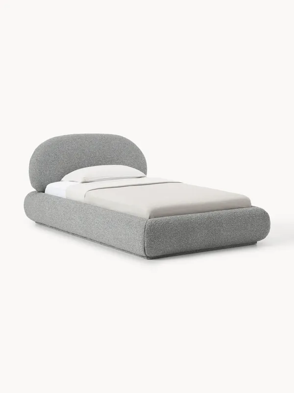 Letto singolo imbottito in bouclé Alba