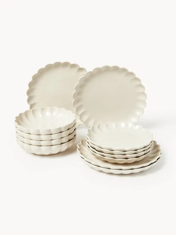 Servizio di piatti a forma di fiore Sabina, 4 persone, set da 12