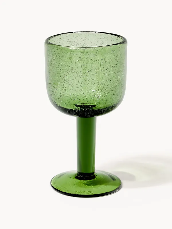 Set di 4 bicchieri da vino in vetro soffiato con bolle d'aria Hippolyte