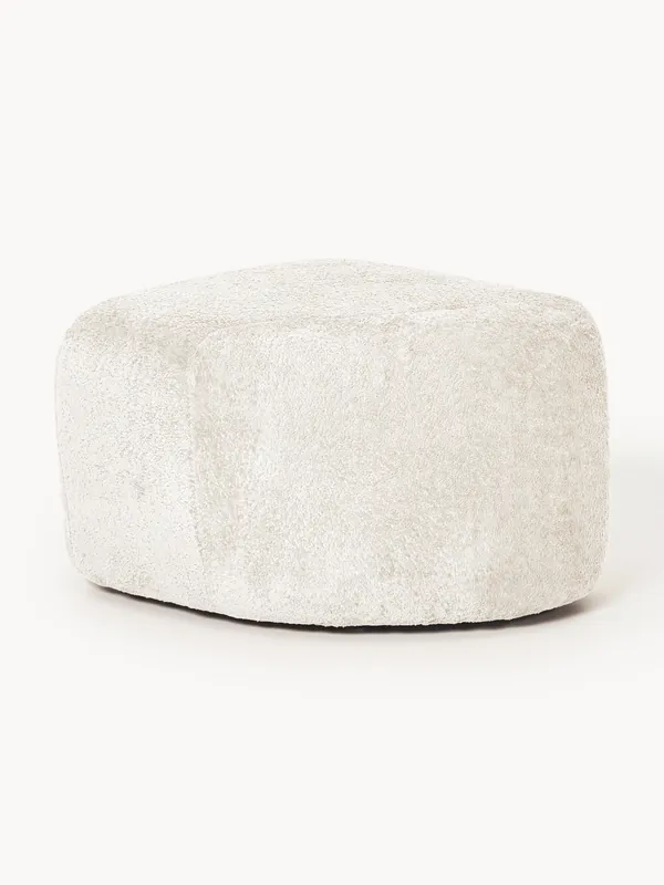 Pouf ovale in teddy bouclé Wolke
