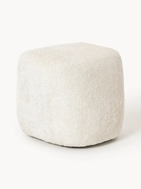 Pouf alto in teddy bouclé Wolke