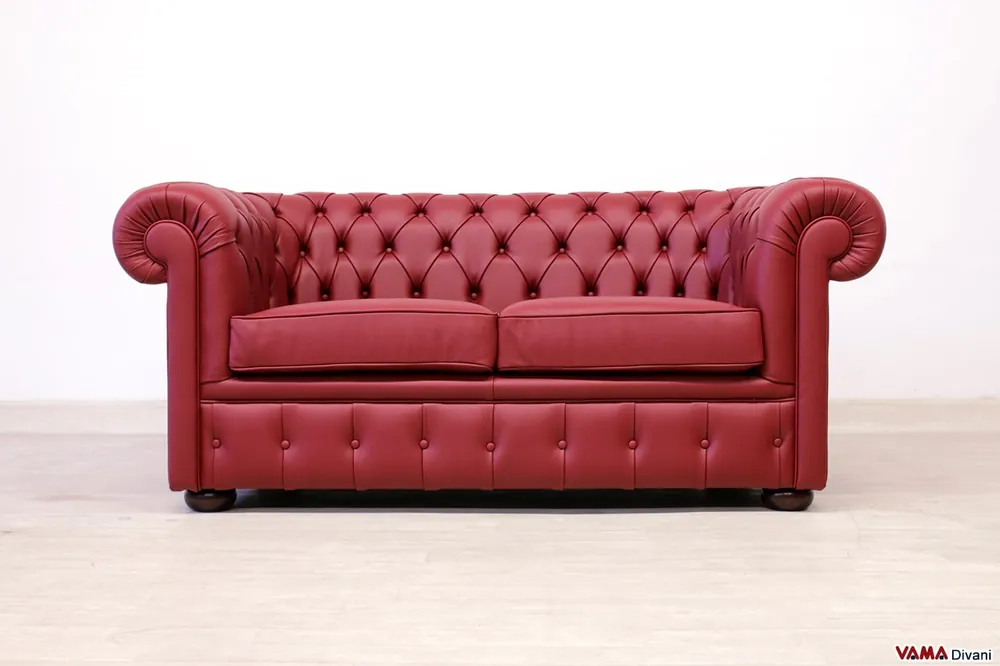 Divano Chesterfield 2 Posti Rosso Bordeaux