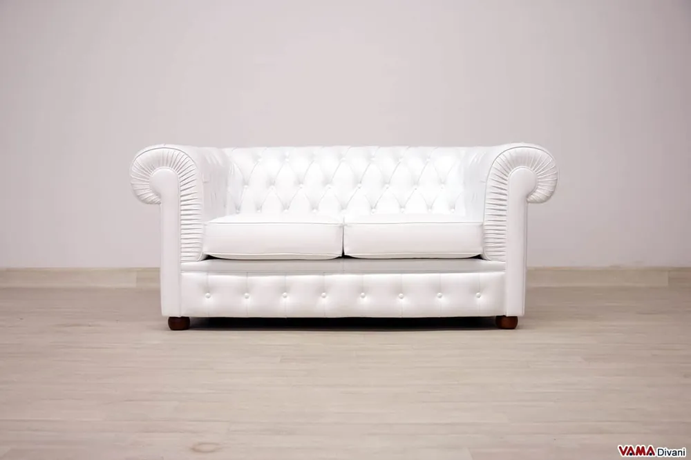 Divano Chesterfield 2 Posti Bianco Freddo