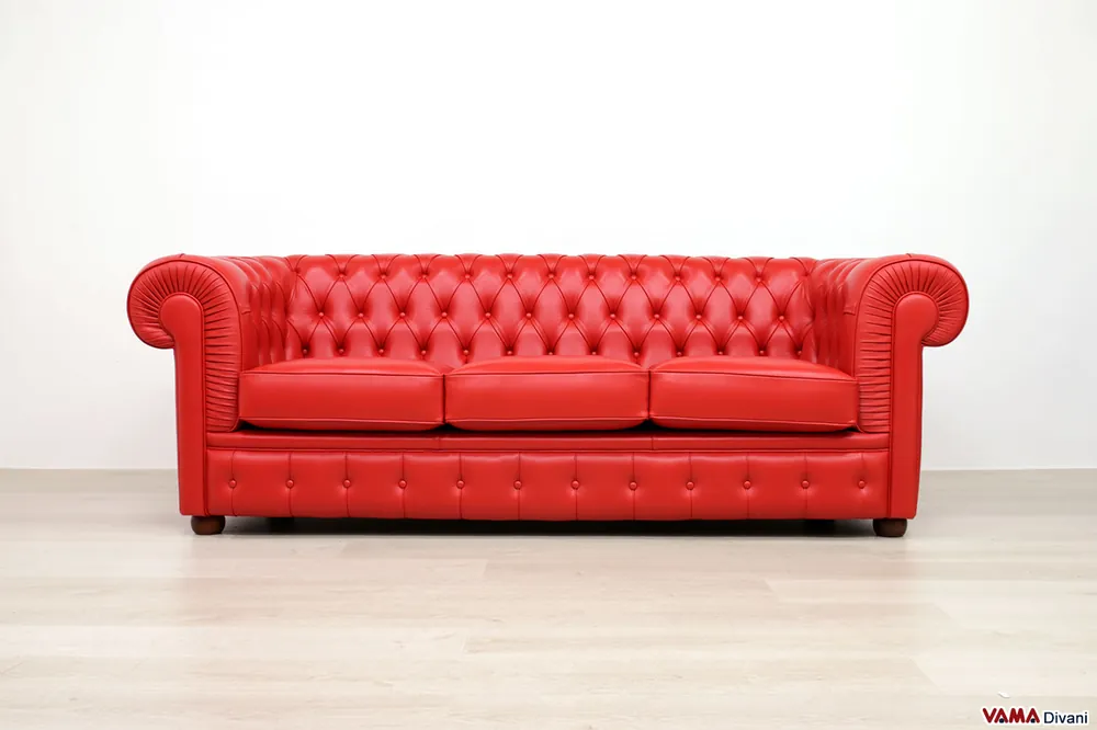 Divano Chesterfield 3 posti rosso