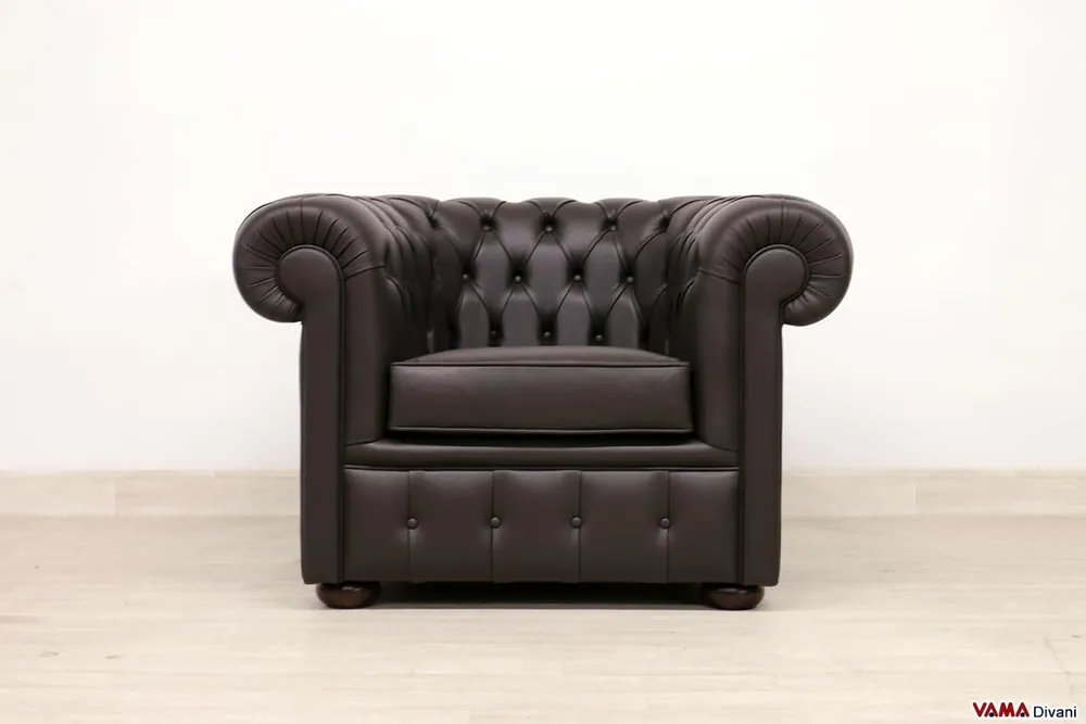 Poltrona Chesterfield Marrone Testa di Moro