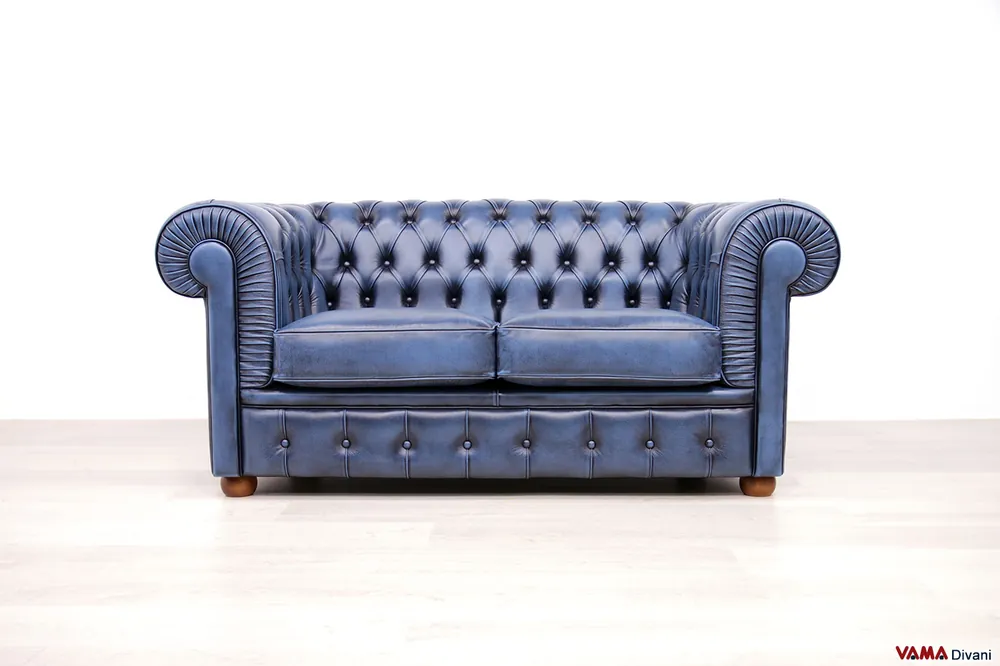Divano Chesterfield 2 posti blu