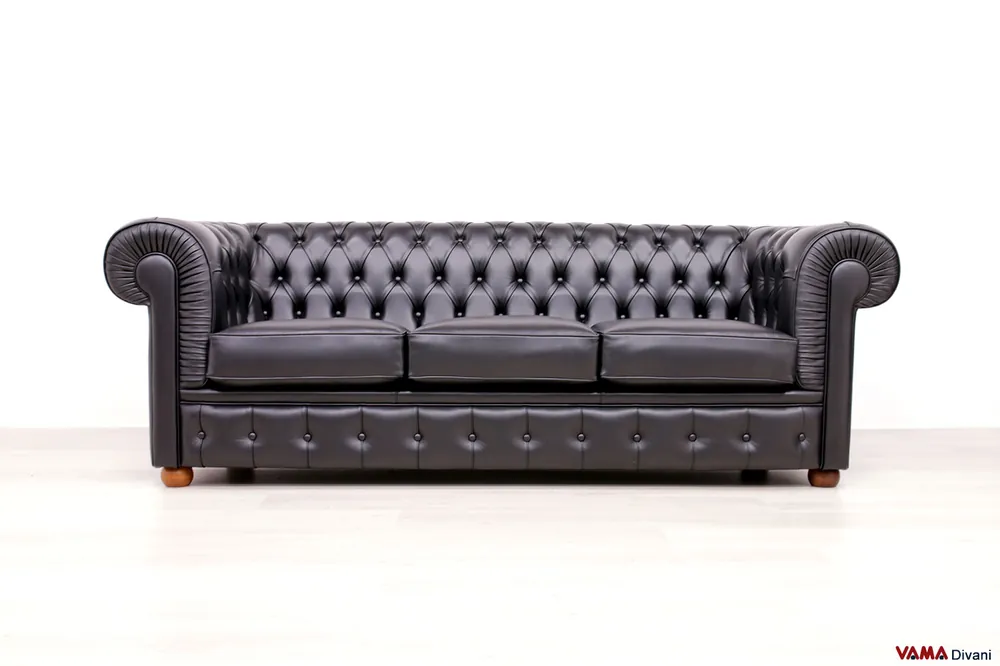 Divano Chesterfield 3 posti nero